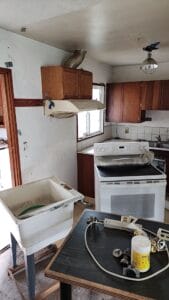 A kitchen that is being remodeled.