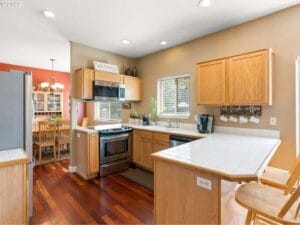 Remodeled kitchen with wood floors