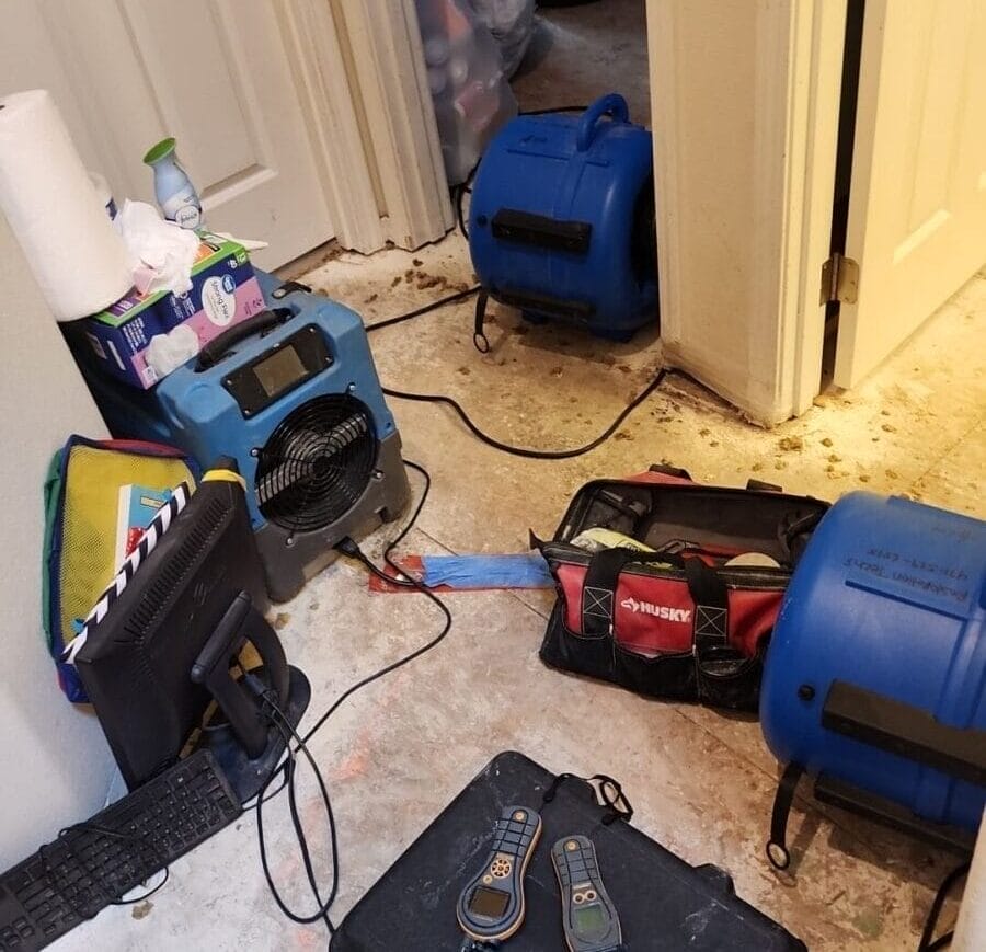 Restoration Equipment in Hallway in Silverton OR